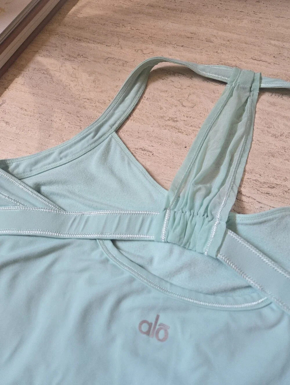 ALO Yoga Light Aqua Racerback Workout Tank Top